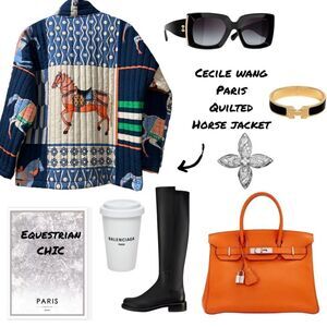 Cecile Wang Paris Quilted Horse Riding Jacket Coat